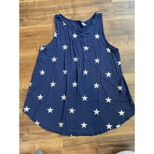 Womens Sleeveless Blue and White star T-shirt